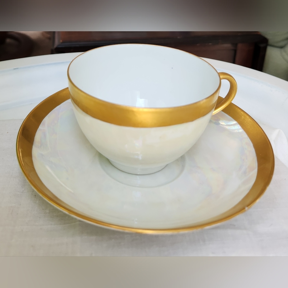 Cup & Saucer, Iridescent, 'MZ Altrohlau CMR Czechoslovakia' - 1909-1945